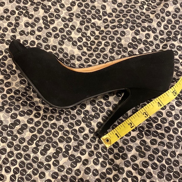 EUC - Journee Collection Louis Black Faux Suede Peep Toe Heels - Picture 3 of 5